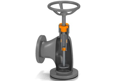 Valvola di arresto con vite dryspin®, cuscinetti e anello guida stelo iglidur®