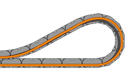 La catena portacavi guida il tubo idraulico