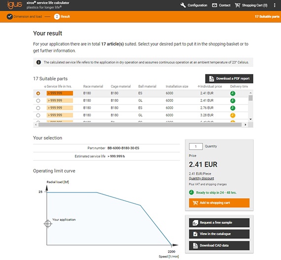 Calcolate la durata d'esercizio xiros®